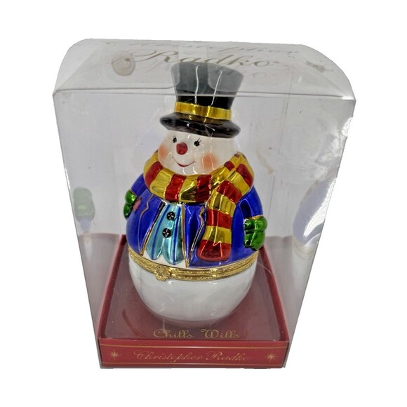 Vintage 2002 Christopher Radko Snowman Christmas Chills Wills Trinket Snowman - Picture 11 of 16